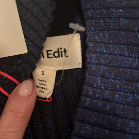 💥REDUCED💥OPEN EDIT NEW Sparkle Cutout Sweater in Navy Blazer Small - Picture 4 of 6